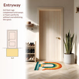 Ultra Soft Area Rug, Non Slip, Stain Resistant, Washable Area Rugs for Living Room, Bedroom, Modern Multicolored Graphic Expression(Beige)