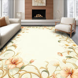 Ultra Soft Area Rug, Non Slip, Stain Resistant, Washable Area Rugs for Living Room, Bedroom, Beige Floral Entrance Flower Petal Design for Entryway(Beige)