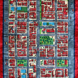 Ultra Soft Area Rug, Non Slip, Stain Resistant, Washable Area Rugs for Living Room, Bedroom, Colorful Cityscape Educational Rug(Red)