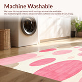 Ultra Soft Area Rug, Non Slip, Stain Resistant, Washable Area Rugs for Living Room, Bedroom, Contemporary Blush Beige & Pink Circle Play Area(Pink)