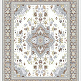 Ultra Soft Area Rug, Non Slip, Stain Resistant, Washable Area Rugs for Living Room, Bedroom, Vibrant Luxurious Medallion Theme(White)