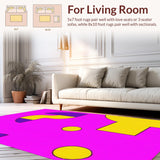 Ultra Soft Area Rug, Non Slip, Stain Resistant, Washable Area Rugs for Living Room, Bedroom, Artistic Urban Pop Culture Design(Pink)