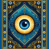 Cultural Geometric Eye Motif(Blue)