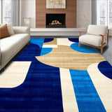 Ultra Soft Area Rug, Non Slip, Stain Resistant, Washable Area Rugs for Living Room, Bedroom, Bold Blue and Beige Geometric Shapes Area for Contemporary Decor(Blue)
