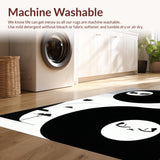 Ultra Soft Area Rug, Non Slip, Stain Resistant, Washable Area Rugs for Living Room, Bedroom, Playful Abstract Kitty Motif(Black)