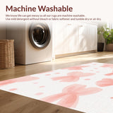 Ultra Soft Area Rug, Non Slip, Stain Resistant, Washable Area Rugs for Living Room, Bedroom, Sweetheart Bowknot Rug: Pastel Pink and White Boho Floor Covering(Beige)