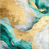 Ultra Soft Area Rug, Non Slip, Stain Resistant, Washable Area Rugs for Living Room, Bedroom, Chic Turquoise and Gold Fusion(Gold)