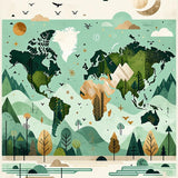 Imaginative Play Map Area with Whimsical Animal Inspired Geometric(Green)
