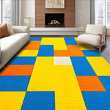 Ultra Soft Area Rug, Non Slip, Stain Resistant, Washable Area Rugs for Living Room, Bedroom, Playful Multi-Color Numbered Design(Yellow)