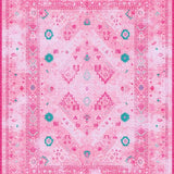 Ultra Soft Area Rug, Non Slip, Stain Resistant, Washable Area Rugs for Living Room, Bedroom, Vivid Seasonal Teal Accents(Pink)