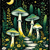 Ultra Soft Area Rug, Non Slip, Stain Resistant, Washable Area Rugs for Living Room, Bedroom, Witchy Earthy Mushroom Pattern(Green)