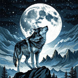 Ultra Soft Area Rug, Non Slip, Stain Resistant, Washable Area Rugs for Living Room, Bedroom, Howling Wolf Nighttime Imagery(Gray)