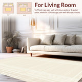 Ultra Soft Area Rug, Non Slip, Stain Resistant, Washable Area Rugs for Living Room, Bedroom, Sleek Ivory Tiled Design Approach(Beige)