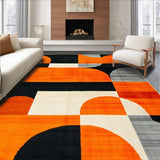 Ultra Soft Area Rug, Non Slip, Stain Resistant, Washable Area Rugs for Living Room, Bedroom, Vibrant Retro Abstract Geometry(Orange)