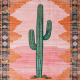 Ultra Soft Area Rug, Non Slip, Stain Resistant, Washable Area Rugs for Living Room, Bedroom, Vibrant Southwestern Floral Arrangement(Pink)