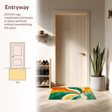 Ultra Soft Area Rug, Non Slip, Stain Resistant, Washable Area Rugs for Living Room, Bedroom, Artful Minimalist Ogee Pattern(Yellow)