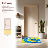 Ultra Soft Area Rug, Non Slip, Stain Resistant, Washable Area Rugs for Living Room, Bedroom, Lively Animal Alphabet Composition(Yellow)