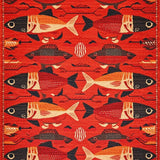 Ultra Soft Area Rug, Non Slip, Stain Resistant, Washable Area Rugs for Living Room, Bedroom, Vibrant Aquatic Artistry Theme(Red)