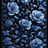 Ultra Soft Area Rug, Non Slip, Stain Resistant, Washable Area Rugs for Living Room, Bedroom, Elegant Black Floral Area Intricate Petals(Blue)