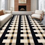 Ultra Soft Area Rug, Non Slip, Stain Resistant, Washable Area Rugs for Living Room, Bedroom, Beige Black Grid Checkerboard Area for Unique Kitchen Aesthetics(Black)