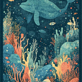 Ultra Soft Area Rug, Non Slip, Stain Resistant, Washable Area Rugs for Living Room, Bedroom, Octopus Fantasy Undersea Adventure Rug Runner Nautical Whale-Inspired Print(Blue)