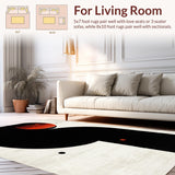 Ultra Soft Area Rug, Non Slip, Stain Resistant, Washable Area Rugs for Living Room, Bedroom, Stylish Monochromatic Round Animal Motif(Black)