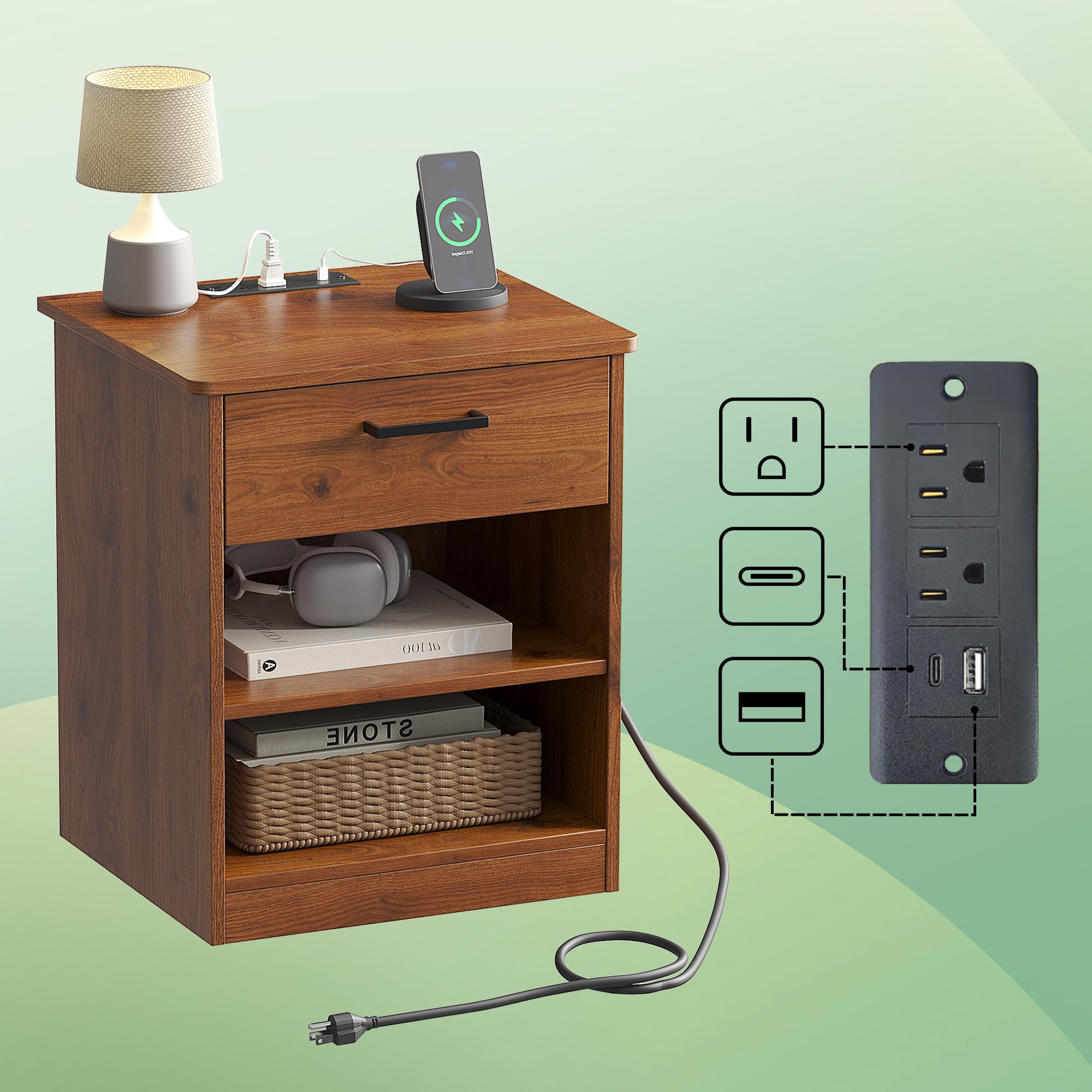 ODIKA Everyday Side Table with Fast Charging Station