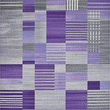Ultra Soft Area Rug, Non Slip, Stain Resistant, Washable Area Rugs for Living Room, Bedroom, Geometric Purple Grey Elegance(Purple)