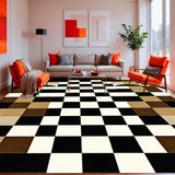 Ultra Soft Area Rug, Non Slip, Stain Resistant, Washable Area Rugs for Living Room, Bedroom, Stylish Tan Black Checker Area Duo for Chic Home Decor(Black)