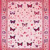 Ultra Soft Area Rug, Non Slip, Stain Resistant, Washable Area Rugs for Living Room, Bedroom, Enchanting Floral Insect Fusion(Pink)