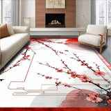 Ultra Soft Area Rug, Non Slip, Stain Resistant, Washable Area Rugs for Living Room, Bedroom, Luxurious Floral Ink Painting Style(Red)