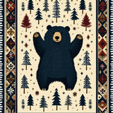 Ultra Soft Area Rug, Non Slip, Stain Resistant, Washable Area Rugs for Living Room, Bedroom, Non-Skid Cabin Bathroom Christmas Bear Decor Rug(Beige)