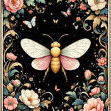 Ultra Soft Area Rug, Non Slip, Stain Resistant, Washable Area Rugs for Living Room, Bedroom, Enchanted Night Garden Area Featuring Whimsical Bugs and Floral(Black)