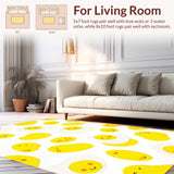 Ultra Soft Area Rug, Non Slip, Stain Resistant, Washable Area Rugs for Living Room, Bedroom, Bright Soft Curvilinear Shapes(Yellow)