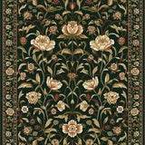 Ultra Soft Area Rug, Non Slip, Stain Resistant, Washable Area Rugs for Living Room, Bedroom, Contemporary Dark Botanical Artistry(Green)
