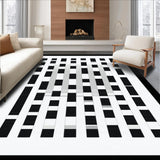Ultra Soft Area Rug, Non Slip, Stain Resistant, Washable Area Rugs for Living Room, Bedroom, Rustic Monochrome Plaid Visual Appeal(Black)