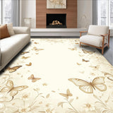 Ultra Soft Area Rug, Non Slip, Stain Resistant, Washable Area Rugs for Living Room, Bedroom, Enchanted Butterfly Garden Area Delicate Insect Wing Design(Beige)