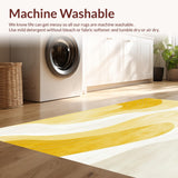 Ultra Soft Area Rug, Non Slip, Stain Resistant, Washable Area Rugs for Living Room, Bedroom, Stylish Washable Area Rug with Artistic Swirls in Soft Neutral Colors(Yellow)