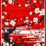 Ultra Soft Area Rug, Non Slip, Stain Resistant, Washable Area Rugs for Living Room, Bedroom, Vibrant Cherry Blossom Aesthetic(Red)
