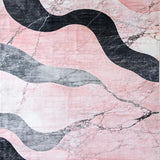 Ultra Soft Area Rug, Non Slip, Stain Resistant, Washable Area Rugs for Living Room, Bedroom, Elegant Irregular Marble Motif(Pink)