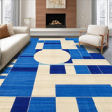 Ultra Soft Area Rug, Non Slip, Stain Resistant, Washable Area Rugs for Living Room, Bedroom, Geometric Blue Beige Area for(Blue)