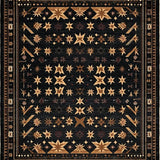 Ultra Soft Area Rug, Non Slip, Stain Resistant, Washable Area Rugs for Living Room, Bedroom, Vintage Inspired Primitive Elegance(Black)