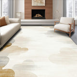Ultra Soft Area Rug, Non Slip, Stain Resistant, Washable Area Rugs for Living Room, Bedroom, Abstract Cloudscape Area with Ethereal Swirls and Linear Motif Details(Beige)