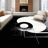Ultra Soft Area Rug, Non Slip, Stain Resistant, Washable Area Rugs for Living Room, Bedroom, Elegant Circular Harmony Design(Black)