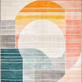 Ultra Soft Area Rug, Non Slip, Stain Resistant, Washable Area Rugs for Living Room, Bedroom, Earthy Toned Tribal Motif(Orange)
