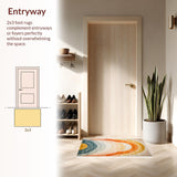 Ultra Soft Area Rug, Non Slip, Stain Resistant, Washable Area Rugs for Living Room, Bedroom, Elegant Textured Color Block Layout(Yellow)
