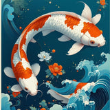 Transitional Contemporary Fish Art(Blue)