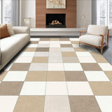 Ultra Soft Area Rug, Non Slip, Stain Resistant, Washable Area Rugs for Living Room, Bedroom, Graphic Check Mate Area with Modern Beige and White Block Motifs(Beige)