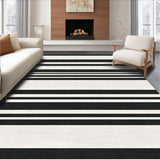 Ultra Soft Area Rug, Non Slip, Stain Resistant, Washable Area Rugs for Living Room, Bedroom, Sophisticated Dual Color Reversible Mat With Horizontal Line Design(Black)