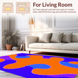 Ultra Soft Area Rug, Non Slip, Stain Resistant, Washable Area Rugs for Living Room, Bedroom, Vivid Retro Wavy Aesthetic(Orange)